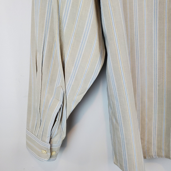 Vintage LL Bean Brown Blue Striped Long Sleeve Button Down Shirt Size XL Mens - Picture 10 of 15